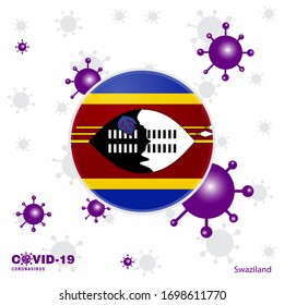 Pray For Swaziland. COVID-19 Coronavirus Typography Flag. Stay home, Stay Healthy. Take care of your own health