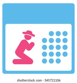 Pray Syllabus vector icon. Style is bicolor flat symbol, pink and blue colors, rounded angles, white background.
