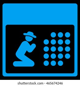 Pray Syllabus vector icon. Style is flat symbol, blue color, rounded angles, black background.