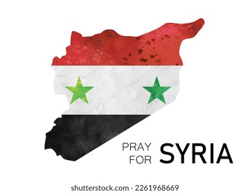 Pray for Syria, Earthquake disaster in Syria, map of Syria vector illustration