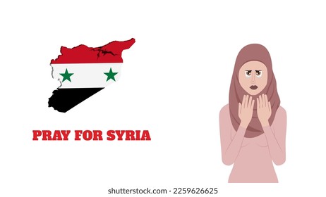 pray for Syria, a woman praying vector illustration.