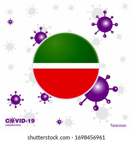 Pray For Tatarstan. COVID-19 Coronavirus Typography Flag. Stay home, Stay Healthy. 