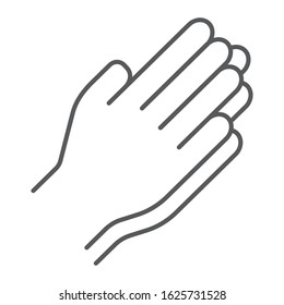 Pray thin line icon, religion and prayer, hands praying sign, vector graphics, a linear pattern on a white background, eps 10