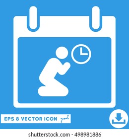 Pray Time Calendar Day icon. Vector EPS illustration style is flat iconic symbol, white color.