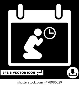 Pray Time Calendar Day icon. Vector EPS illustration style is flat iconic symbol, white color.