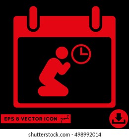 Pray Time Calendar Day icon. Vector EPS illustration style is flat iconic symbol, red color.