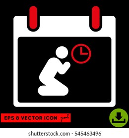 Pray Time Calendar Day icon. Vector EPS illustration style is flat iconic bicolor symbol, red and white colors.