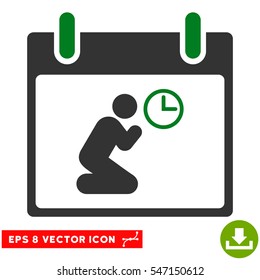 Pray Time Calendar Day icon. Vector EPS illustration style is flat iconic bicolor symbol, green and gray colors.