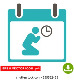 Pray Time Calendar Day icon. Vector EPS illustration style is flat iconic bicolor symbol, grey and cyan colors.