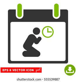 Pray Time Calendar Day icon. Vector EPS illustration style is flat iconic bicolor symbol, eco green and gray colors.