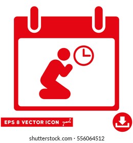 Pray Time Calendar Day icon. Vector EPS illustration style is flat iconic symbol, red color.