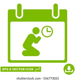 Pray Time Calendar Day icon. Vector EPS illustration style is flat iconic symbol, eco green color.