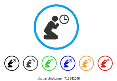 Pray Time rounded icon. Style is a flat pray time gray symbol inside light blue circle with black, gray, green, blue, red, orange variants. Vector designed for web and software interfaces.