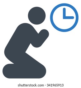 Pray Time vector icon. Style is bicolor flat symbol, smooth blue colors, rounded angles, white background.