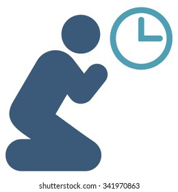 Pray Time vector icon. Style is bicolor flat symbol, cyan and blue colors, rounded angles, white background.