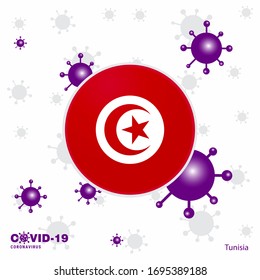 Pray For Tunisia. COVID-19 Coronavirus Typography Flag. Stay home, Stay Healthy. Take care of your own health