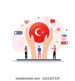 Pray for turkey with charity turkey flag for turkey earthquake illustration vector
