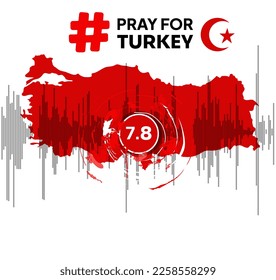 Pray for Turkey - Gaziantep the symbol sorrow and pray of humanity from the earthquake, tsunami,  natural disaster with Turkey map abstract background infographic design vector illustration.