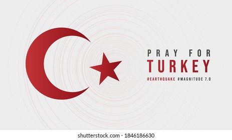 Pray for Turkey Message with Map on Gray background,design for Support and help to people; charity; donate after  Beirut explosion; vector illustration.