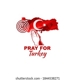 Pray For Turkey, vector illustration of praying for Turkey affected by earthquake near Izmir on October 30th