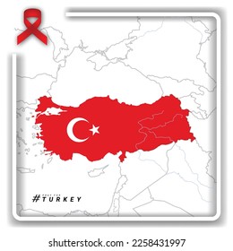 Bete für die Türkei! Vektorgrafik mit Text, in dem Gebetsnachfragen aufgrund eines starken Erdbebens in der Region der Truthühner gefordert werden