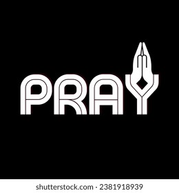 Pray typography and praying hand