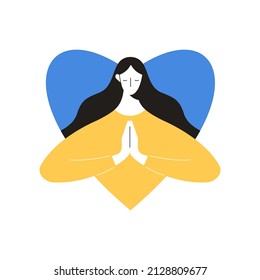 Pray to Ukrain. No war. Save Ukrain. Vector illustration, flat design. 