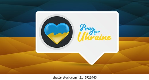 Pray for Ukraine banner with text and heart concept vector illustration. Pray Ukraine concept poster design template