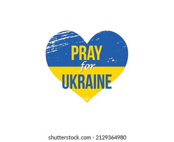 Pray for Ukraine concept background, Ukraine flag love shape praying concept vector illustration. Pray For Ukraine peace. Save Ukraine from Russia.