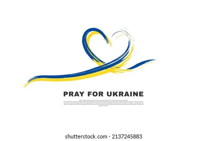 Pray for Ukraine concept background, Ukraine flag love shape praying concept vector illustration. Pray For Ukraine peace. Save Ukraine from Russia.