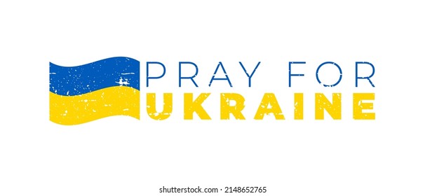 Pray for Ukraine concept Banner, Ukraine flag praying concept vector illustration. Pray For Ukraine peace. Save Ukraine from Russia
