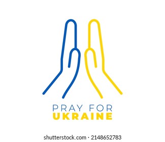 Pray for Ukraine concept Banner, Ukraine flag praying concept vector illustration. Pray For Ukraine peace. Save Ukraine from Russia