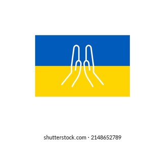 Pray for Ukraine concept Banner, Ukraine flag praying concept vector illustration. Pray For Ukraine peace. Save Ukraine from Russia