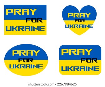 Pray for Ukraine concept Banner, Ukraine flag praying concept vector illustration. Pray For Ukraine peace. Save Ukraine from Russia.