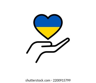 Pray for Ukraine concept illustration with national flag, hand, and map. Ukrainian flag praying concept vector illustration. Pray For peace Stop the war against Ukraine.