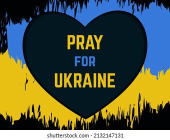 Pray for Ukraine concept on the blue and yellow Ukrainian flag background 