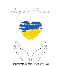 Pray for Ukraine. concept of praying for peace in Ukraine with blue and yellow flag. Vector illustration.