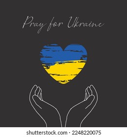 Pray for Ukraine. concept of praying for peace in Ukraine with blue and yellow flag. Vector illustration.