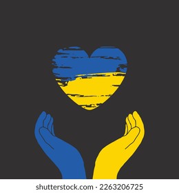 Pray for Ukraine. concept of praying for peace in Ukraine with blue and yellow flag. Vector illustration.