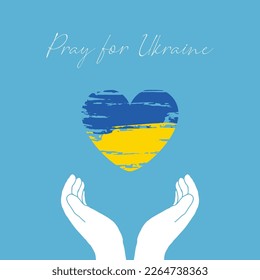 Pray for Ukraine. concept of praying for peace in Ukraine with blue and yellow flag. Vector illustration.