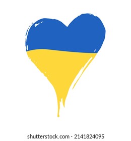 Recen por el concepto de Ucrania. Salvemos Ucrania y yo apoyo a Ucrania. Bandera de forma de corazón de ucrania. Ilustración vectorial aislada en blanco.