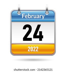 Pray for Ukraine. February 24. Abstract Ukrainian flag. Calendar isolated on white background.  Vector illustration.