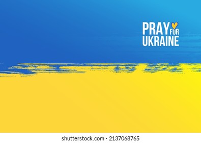Rezar por Ucrania, concepto de oración de pincel de bandera ucraniana. Recen por la paz en Ucrania. Salvemos a Ucrania de rusia. Dibujo de acuarela de estilo. Ilustración vectorial. Aislado sobre fondo blanco.