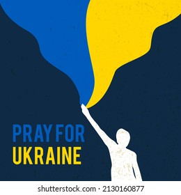 Pray for Ukraine, Ukraine flag praying concept vector illustration. Pray For Ukraine peace.