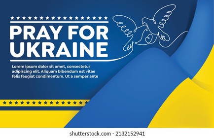 Pray for Ukraine, Ukraine flag praying concept vector illustration. Pray For Ukraine peace. Save Ukraine from russia.