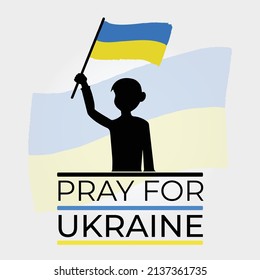 Pray for Ukraine, Ukraine flag praying concept vector illustration. Save Ukraine from russia. Pray For Ukraine peace.