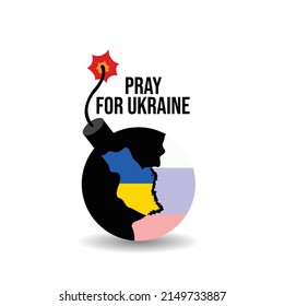 Pray for Ukraine, Ukraine flag praying concept vector illustration. Pray For Ukraine peace. Save Ukraine from russia.