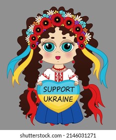 
Pray for Ukraine. Hand drawn Ukrainian girl hugs a heart. Ukraine banner Support for Ukraine. Heart icon with colors of Ukrainian flag.
national Ukrainian costume avatar. Ukrainian girl avatar.