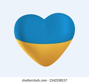 Pray for Ukraine, heart with a yellow-blue ribbon of the flag of Ukraine. Vector illustration. Heart icon with colors of Ukrainian flag. Crisis in Ukraine concept. 3D vector free to edit. Stop War