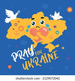 Pray for Ukraine. International protest - Stop Russian aggression against Ukraine. Vector illustration. Pray for peace Ukraine Vector flat illustration  